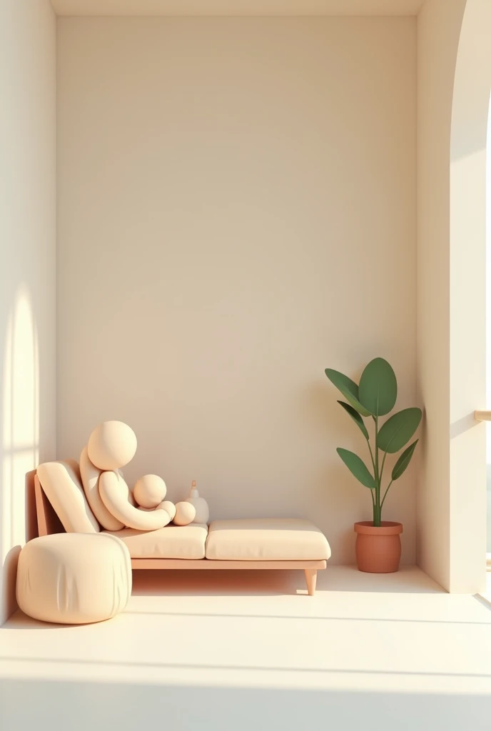 generate a minimalist 3d room cover in cartoon
