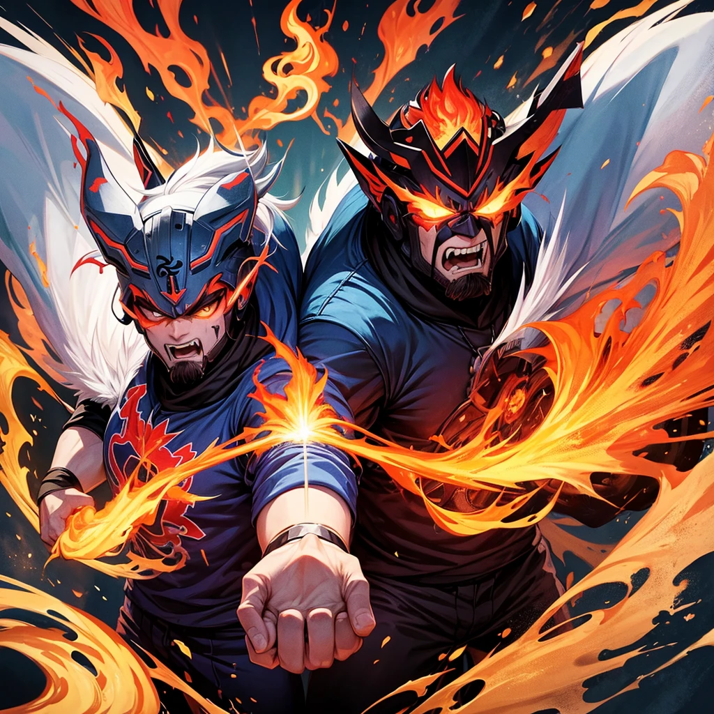 Generate an image of a team flag with the phrase "the rudos" that looks fiery and very powerful.