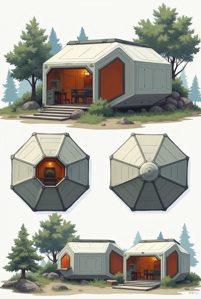 Octagon-shaped temporary shelters