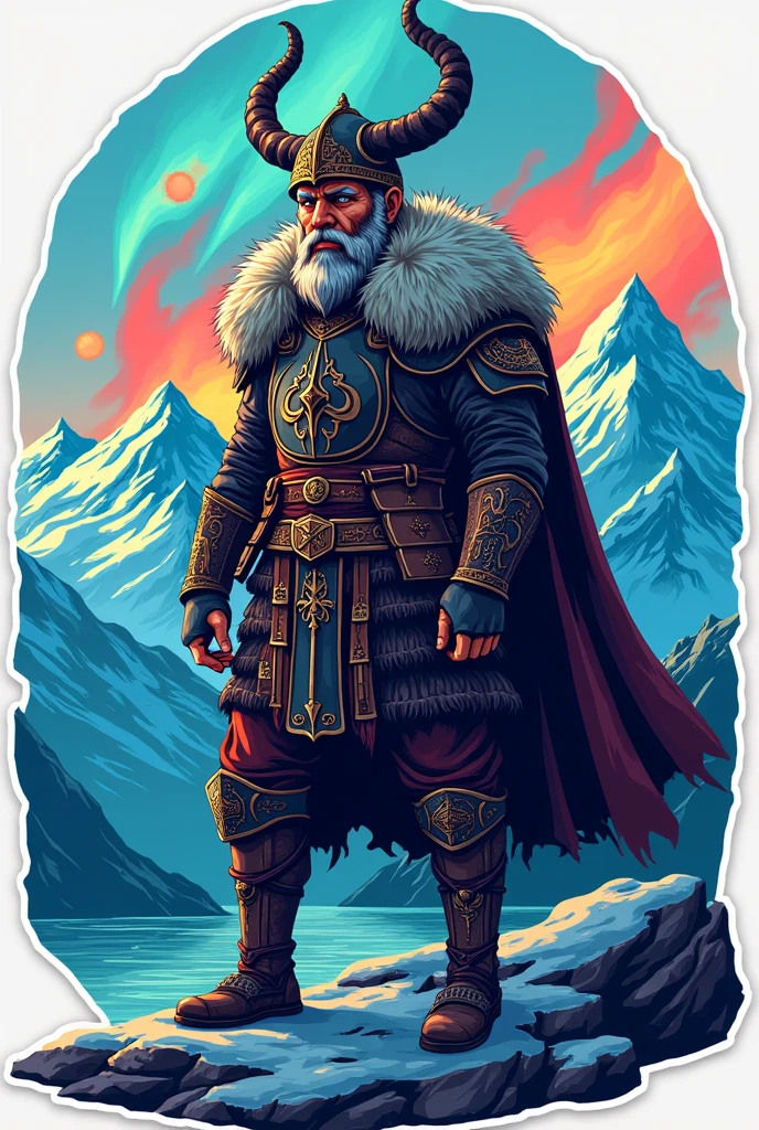Illustration in Viking sticker style