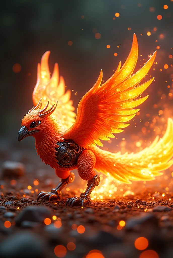 A tiny Phoenix with explosive firepower, Machine movement, speed lines, and sparks