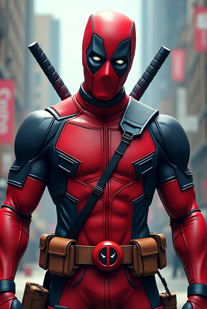 Create deadpool wearing shopee clothes