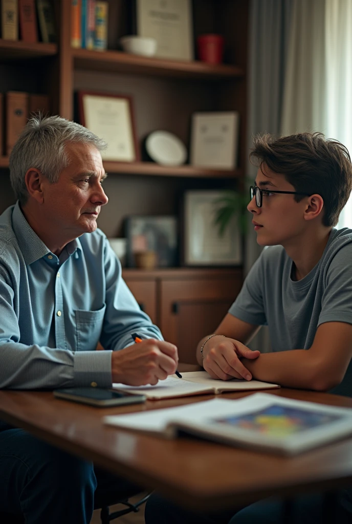 Photograph of a psychologist evaluating a teenage gambling addict