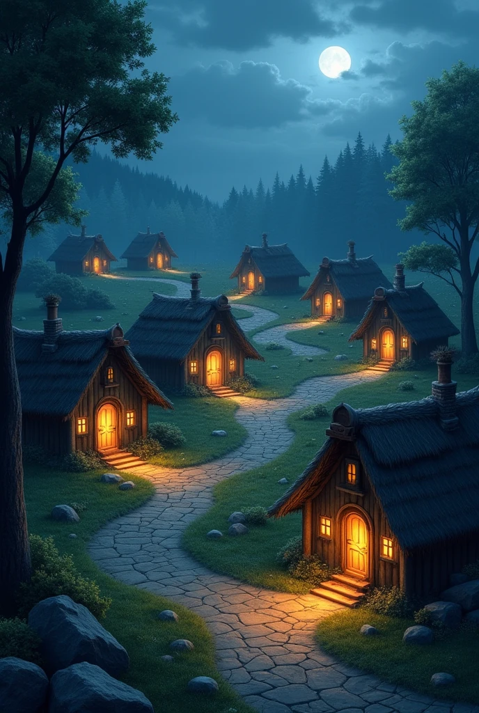 Make 10 huts at night and to get to the hut find a stone path and fire to light the way