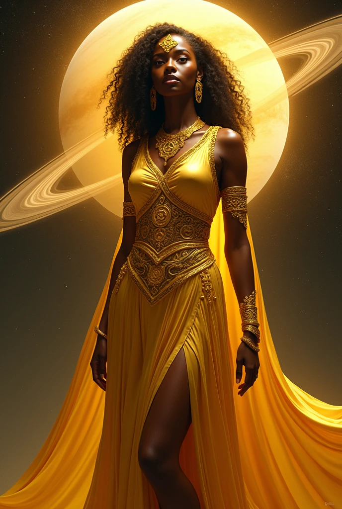 Holy golden divine woman of jobs and gold money prosperity dark skin Brazilian planet Saturn occultism esotericism