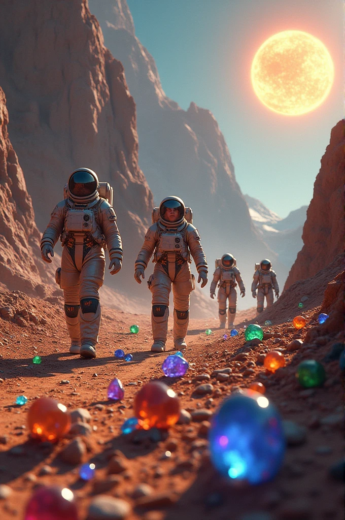 Create a group of astronauts to explore a planet in outer space，and found various gems