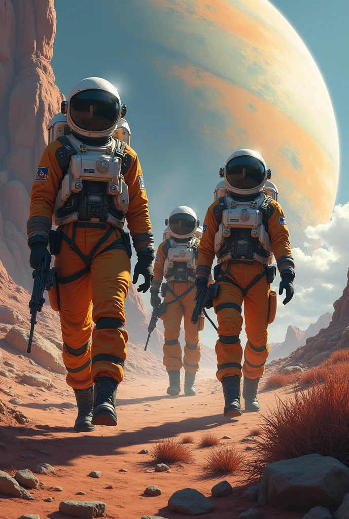 Create a group of astronauts to explore a planet in outer space,and found various gems,Be as domineering as an astronaut,Armed at all points