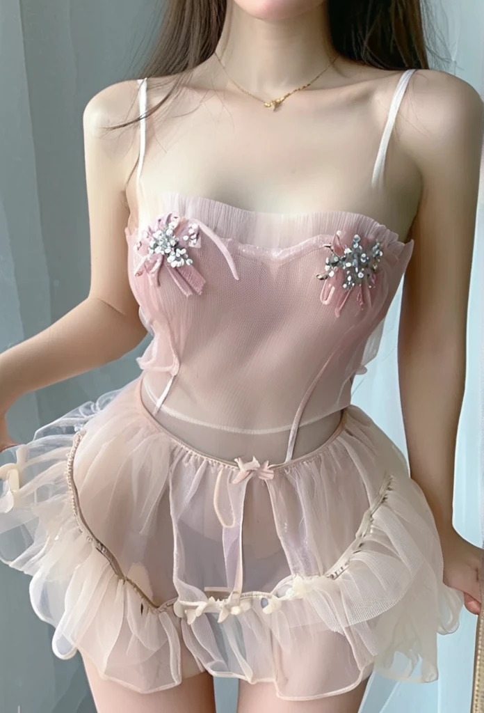 A woman with a beautiful girl々Create a new, whole body, A short sheer dress for、For girls, remove the low-cut see-through blouse and mini skirt., I'm looking forward to both, The boy is kissing her breast, Make it look realistic、Nipples and crotch are visible through the fabric