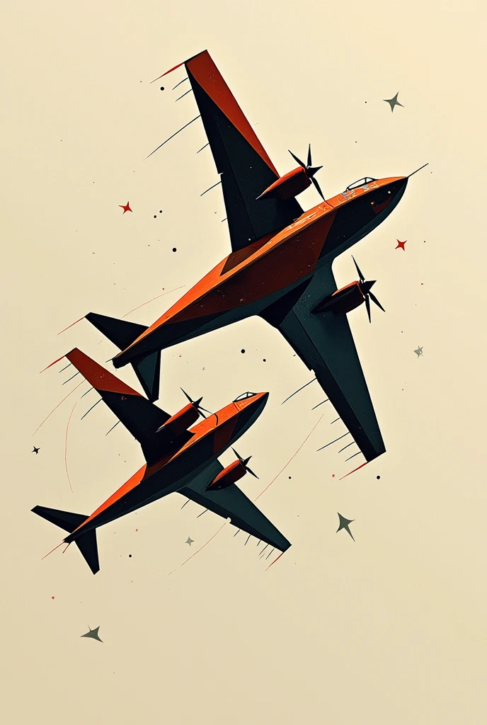 drawing of 2 planes in cubist mode