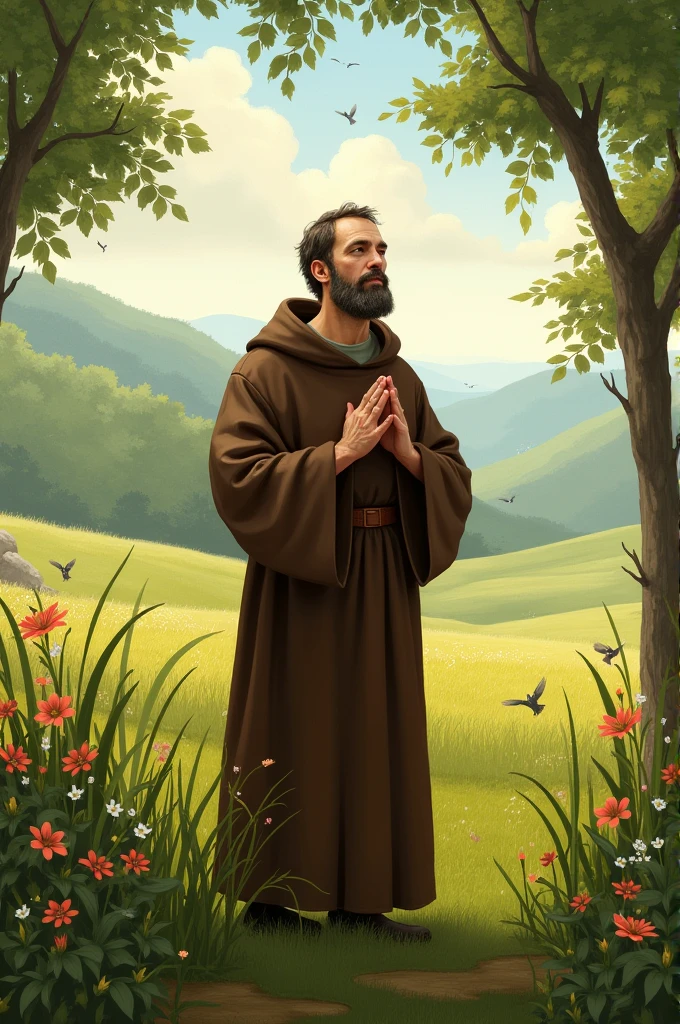 Saint Francis of Assisi in a field