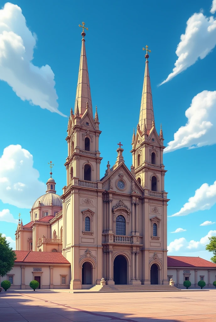 The Tacna Cathedral is animated without people and flags but on a CLEAR day