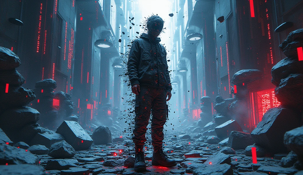 (Glitch Art), holographic, cell phone virus attach