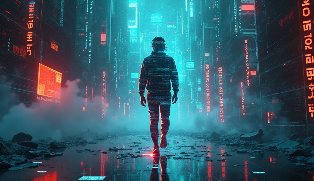 (Glitch Art), holographic, cell phone virus attach
