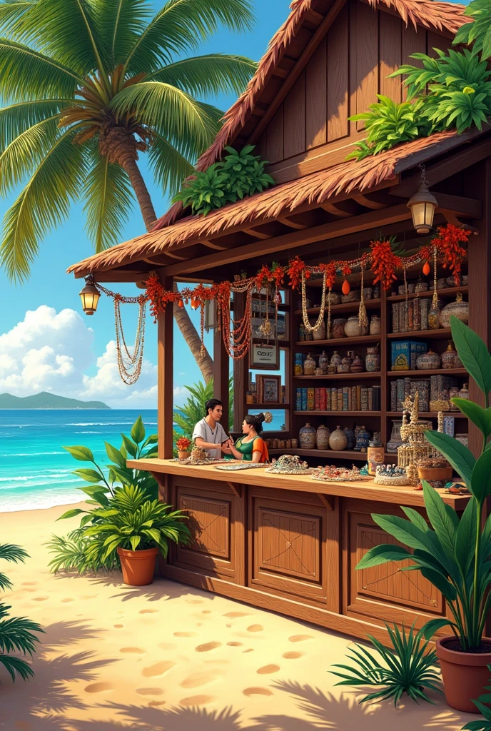 Located on the beach in Hawaii、Hawaiian Jewelry Shop