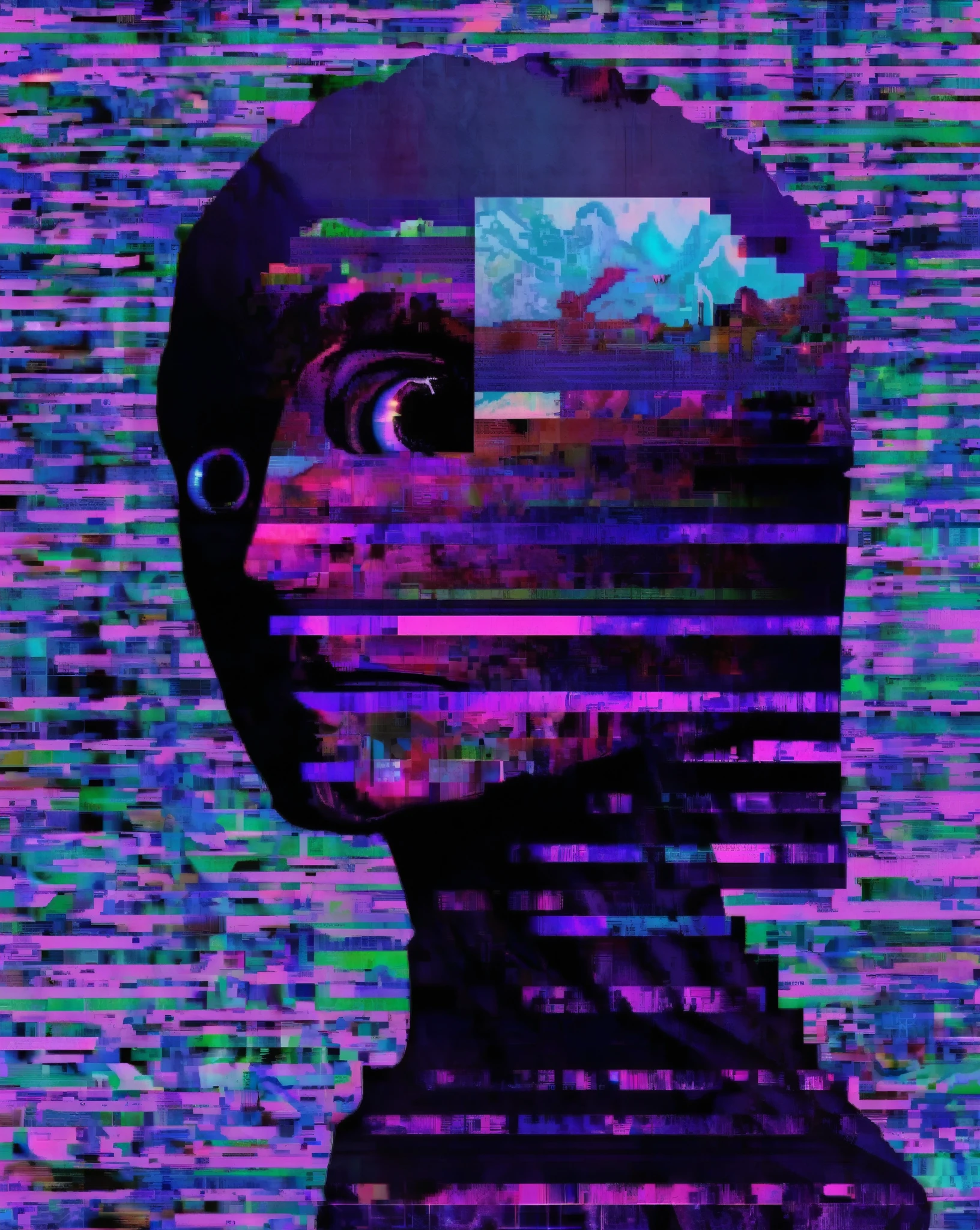 A monster :1.3 , Layers of glitched textures and Distorted images stack one on top of the other, creating a collage multidimensional that mirrors the intricate layers of Breakcore compositions:1.5, Glitched texture layers:1.2, Distorted images:1.2, stack one on top of the other:1.1, collage multidimensional:1.1, intricate layers:1.1, Breakcore compositions:1.2. , Breakcore