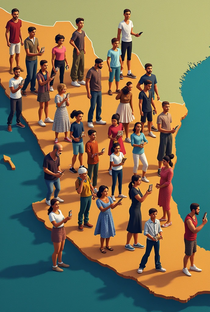 Image where the map of the Mexican Republic is, People of all kinds will be found on it ( agers, children, older adults, PEOPLE WITH DISABILITIES, among other)