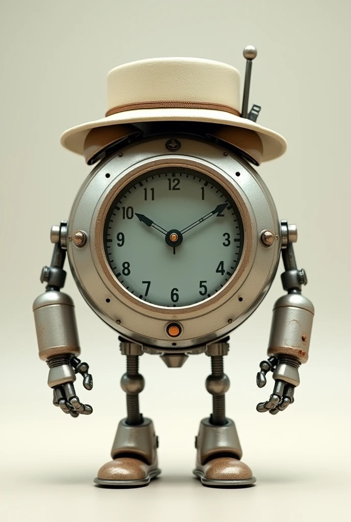 A teenage alarm clock with arms and legs wearing a hat