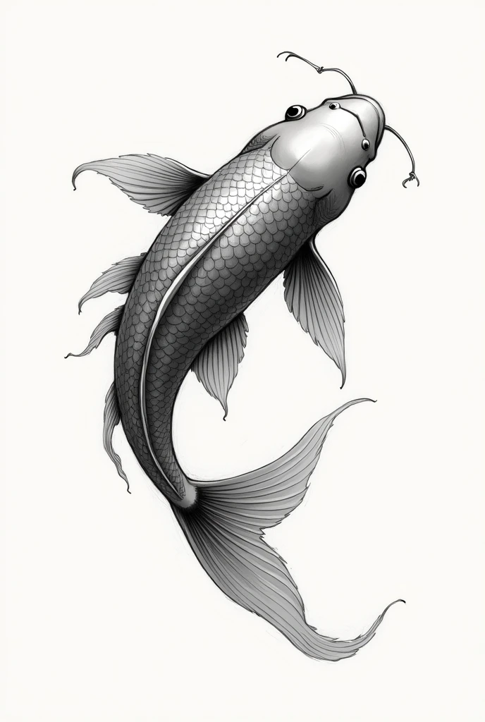 Using the Light and Dark technique, draw a koi fish (as if it were a sketch).