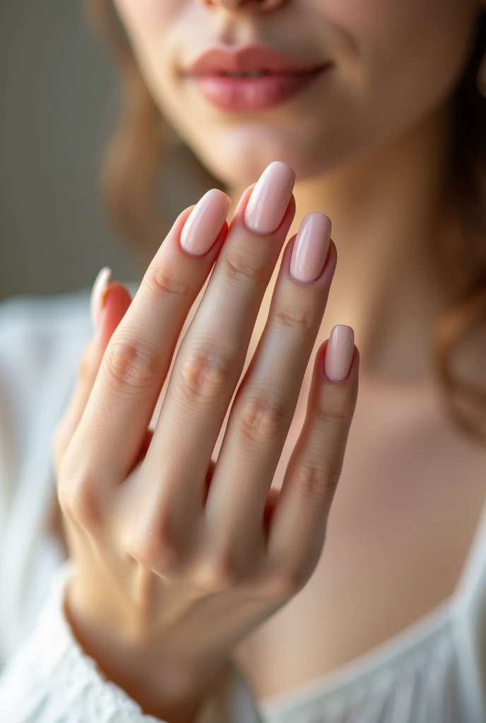 hand with long natural nails 