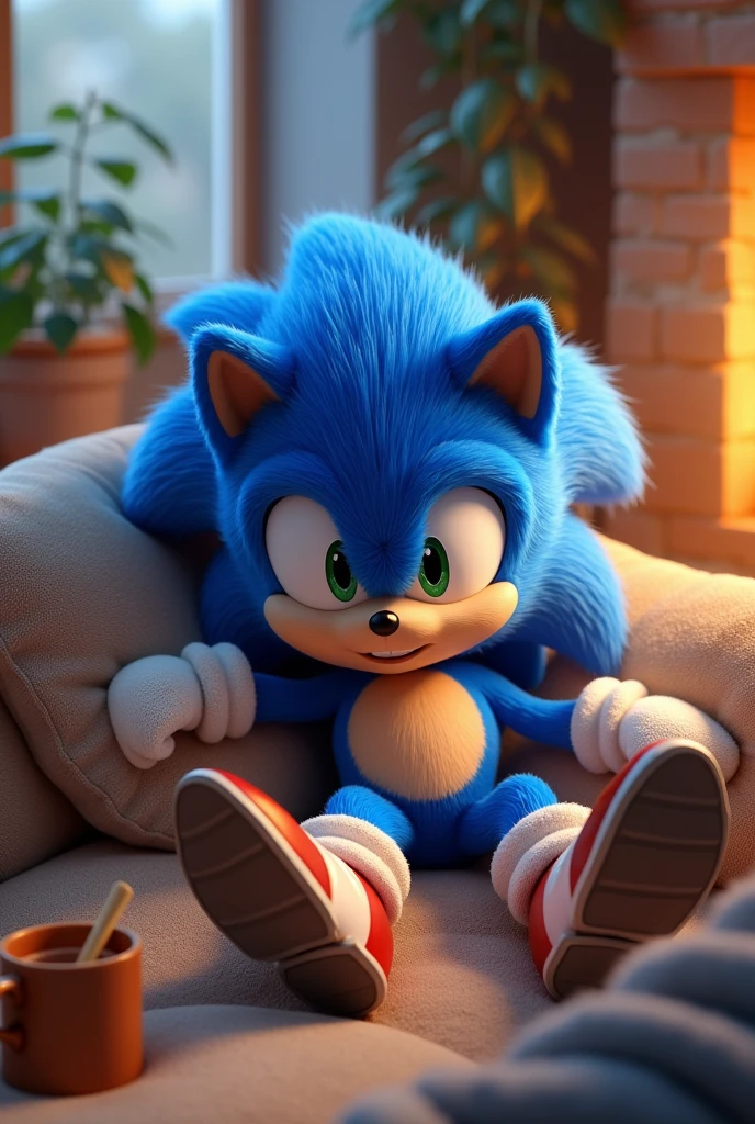Create a blue hedgehog (Sonic) homely