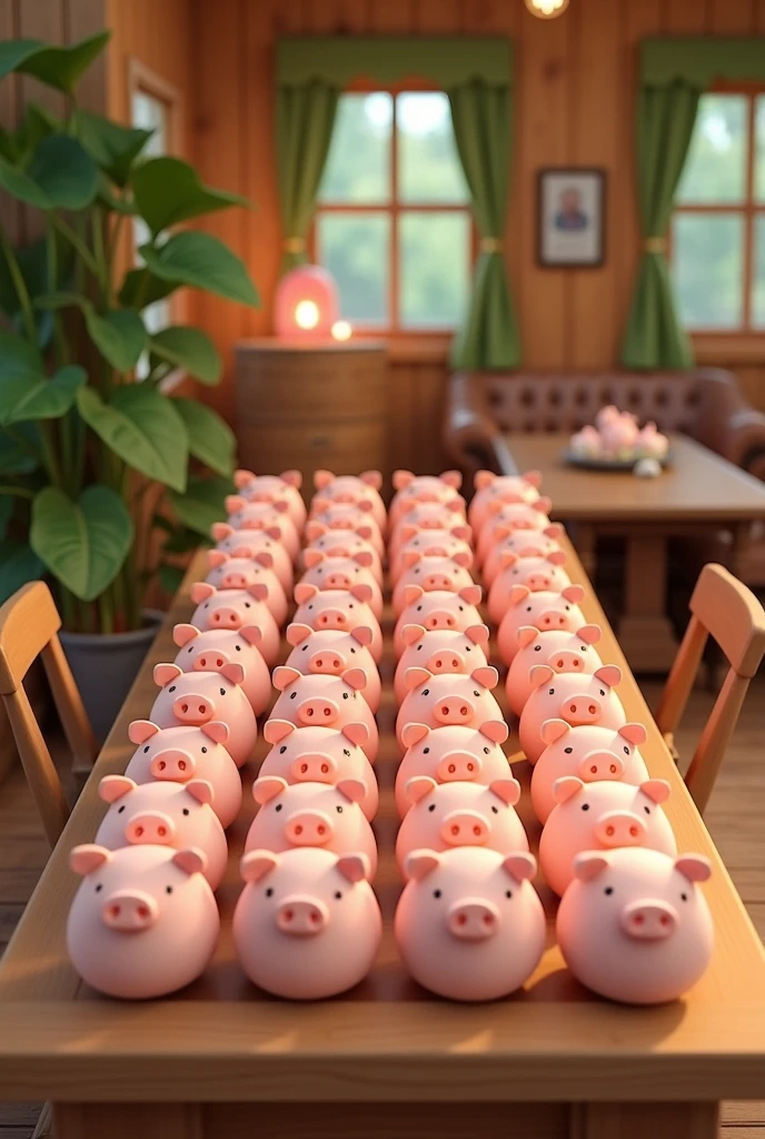 Table with 50 numbers with pig decoration 