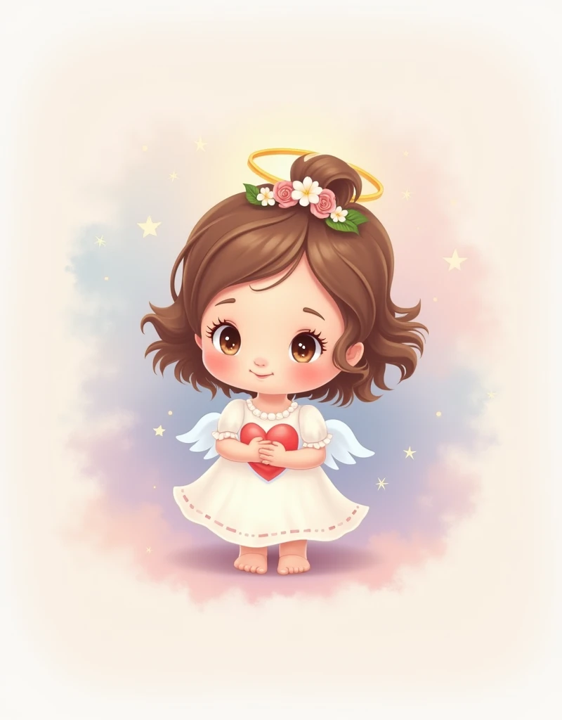 Logo for a communion card of a cartoon girl in pastel colors that generates tenderness