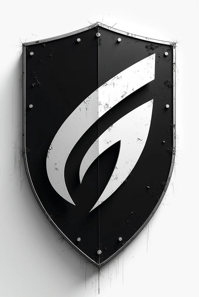 Make a shield of a team called atiland with its main colors black and white