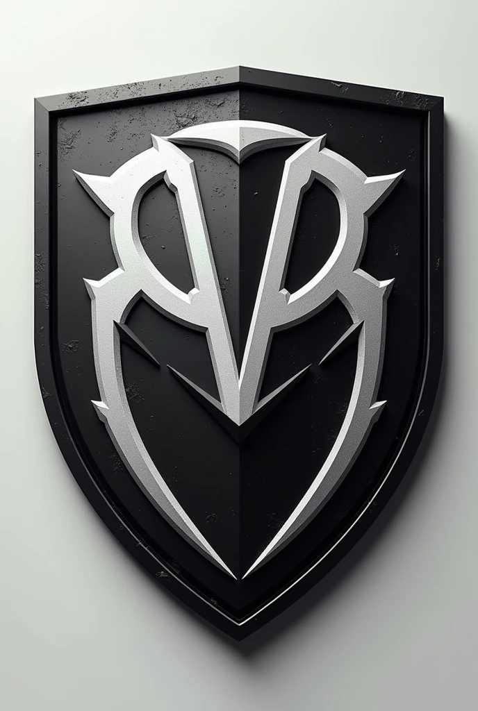 Make a team shield with the name Atiland in the middle with its main colors black and white