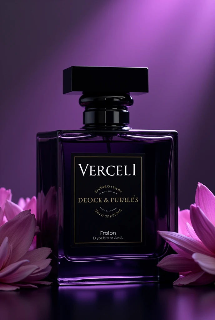 A perfume named VERCCELI black and purple elegant different feminine
