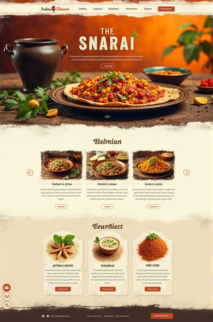 Make an interface for an Indian cooking website