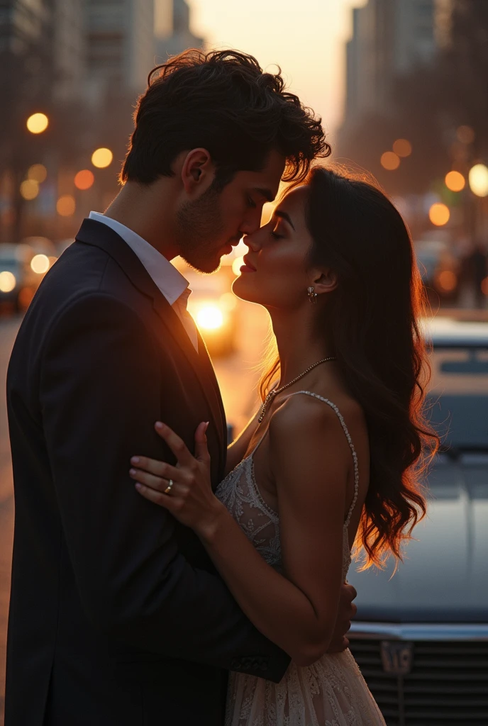 The two go to the car and the man takes her home.
