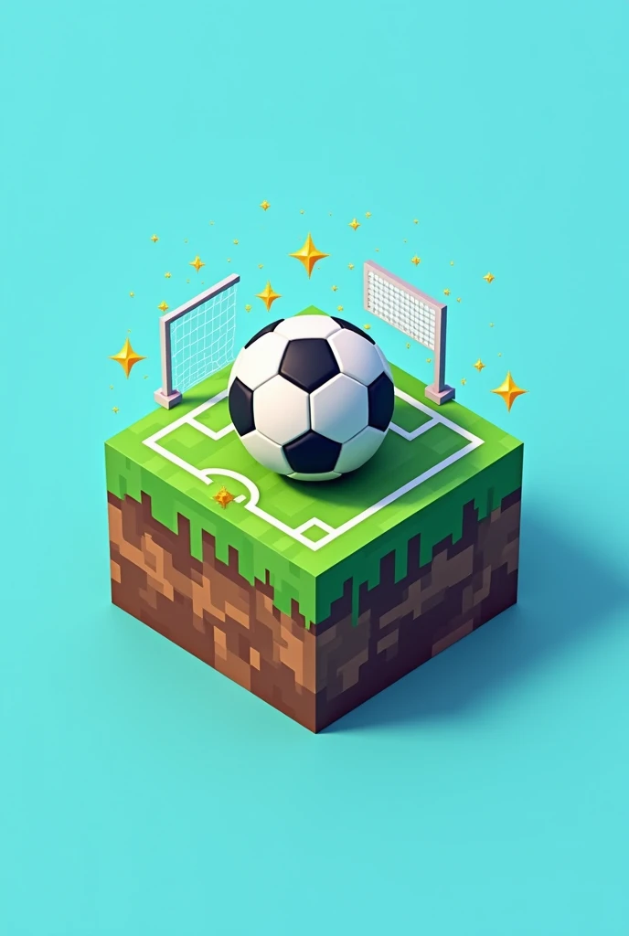 Here is a complete idea for a Minecraft soccer championship logo, combining all the elements you liked and the additional details you mentioned:
### **Logo Design: Minecraft Soccer Championship**
1. **Logo Shape**:
- **Minecraft Grass Block**: Use the shape of the Minecraft grass block as the base of the logo. This block is recognizable and immediately associated with the game..
2. **Main colors**:
- **light blue**: For the background of the grass block or as a frame around the design.
- **water green**: For additional details within the block, such as field lines and details on the ball.
3. **Design Elements**:
- **soccer ball**: Placed in the center of the grass block, in a pixelated style that fits the Minecraft theme. Make sure the ball is visible and prominent.
- **Championship Text**: The name of the championship in a pixelated font, similar to Minecraft, placed on the top or bottom of the block. Use a contrasting color, like white or black, to make the text readable.
4. **Additional Details**:
- **Football Goal**: Includes small goals on the sides of the block, with details in water green for the networks.
- **Field lines**: Add aqua green soccer field lines on the grass block, that give the effect of a playing field.
- **Particles and Effects**: Add glitter particle effects or sparkles around the soccer ball and text for a dynamic and attractive touch.
5. **Final Touches**:
- **Shadows and shine**: Apply shadows and highlights to give depth to the grass block, to the ball and the text. This will make the logo more three-dimensional and eye-catching..
- **3D effects**: Give the grass block and ball a 3D touch to make it stand out more.
This design combines the visual elements of Minecraft with the theme of football in a novel way.