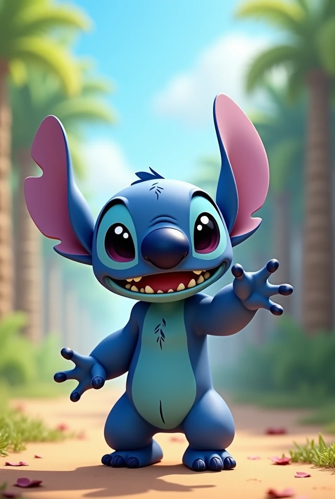 Stitch standing with arm outstretched 