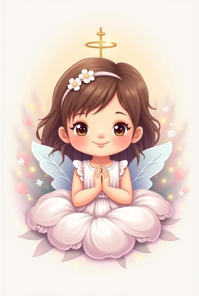 Logo for a communion card of a cartoon girl in pastel colors that generates tenderness