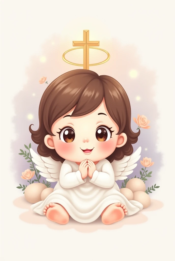 Logo for a communion card of a cartoon girl in pastel colors that generates tenderness
