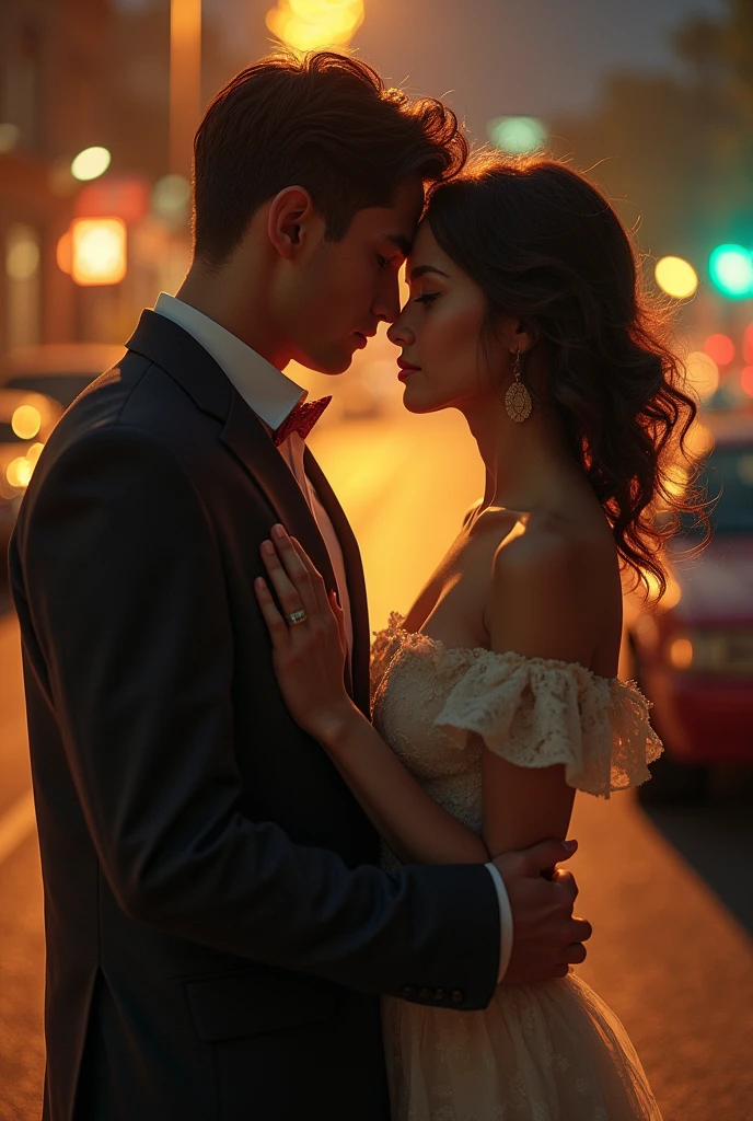The two go to the car and the man takes her home.