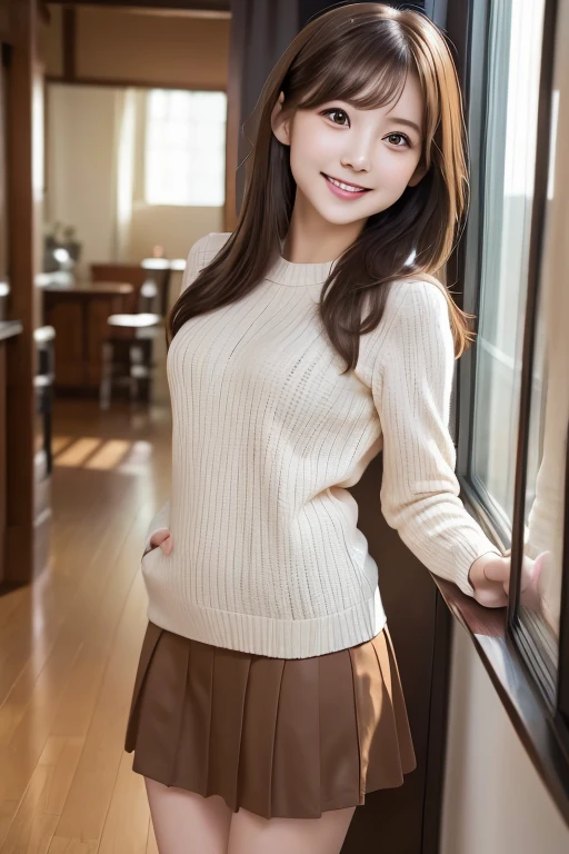 woman,2,Brown Hair,skirt,sexy,Beautiful legs,Are standing,whole body,Bright smile,Big eyes,charm,cheerful and energetic,Natural Body,Small and delicate,whole body,A bit clumsy,High resolution