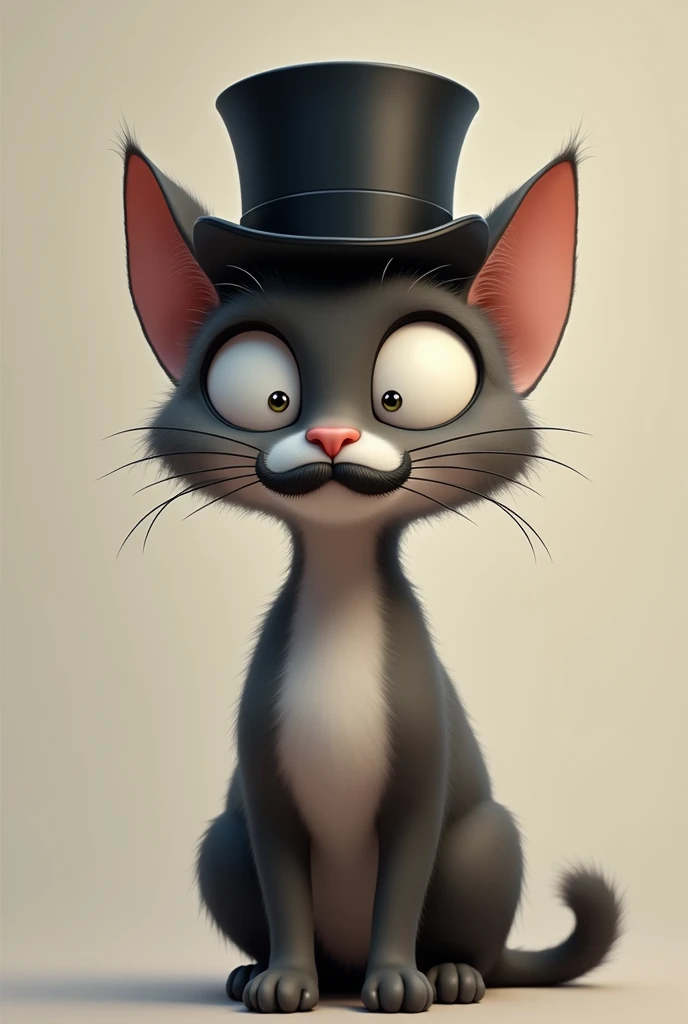 Cat in top hat and French mustache