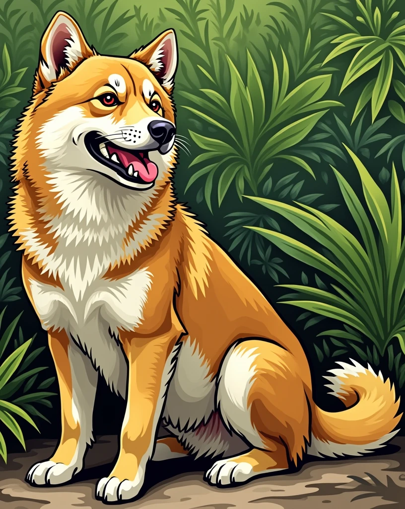 （The majority of the background is a single color.），There's a simple, cute cartoon character drawing below.