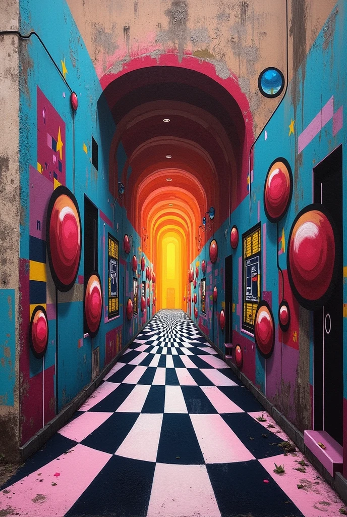 Create a graffiti with optical illusion in depth