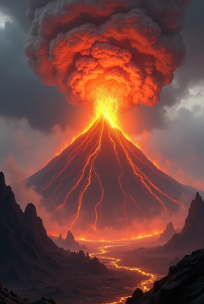 create volcano artwork in raster and vector image style