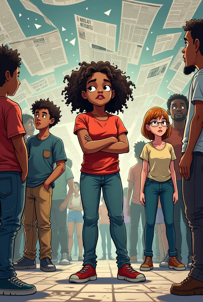 Illustrative cartoon, about social standards and a person who doesn't follow them, how they deal with very different people, show reality and anguish well, the most human image, and newspaper inspirations about these situations, as a matter of societal prejudice in dealing with differences in society