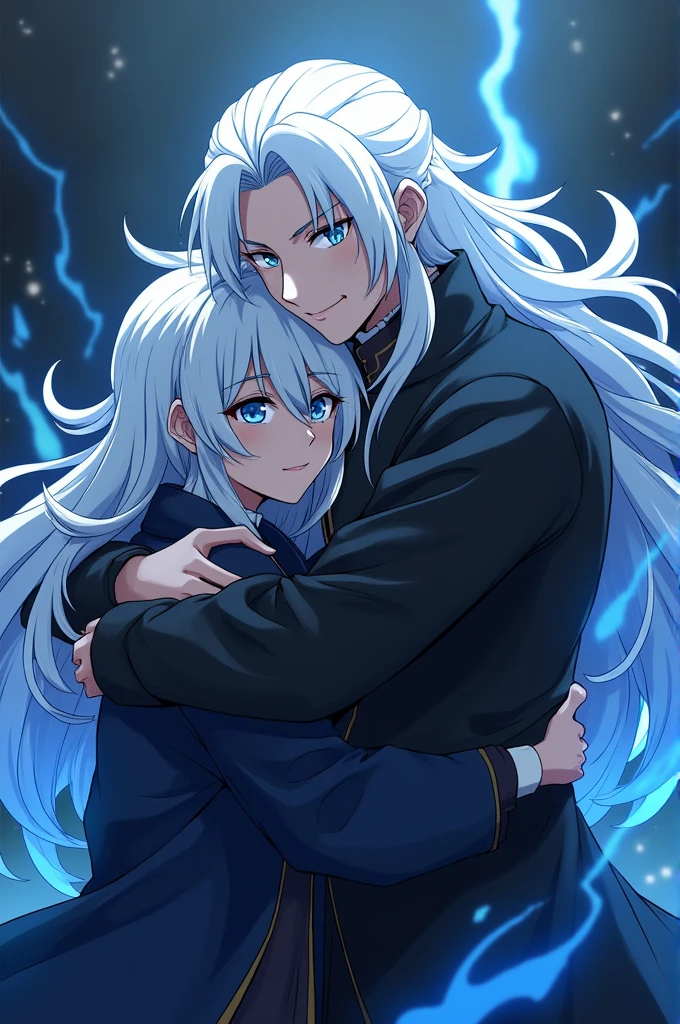 Make Satoru Gojo hugging a Jujutsu kaisen anime style