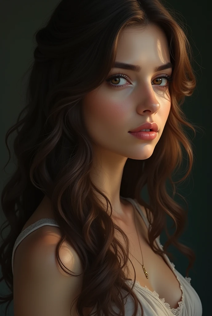 a one woman, Your hair is long, abundant and of a brown tone, His eyes are expressive and brown in color., Fine and well-defined strokes. She is reflecting on her story, and struggling with your self-confidence. a one woman rica que exala postura e classe.
She is hurt and restless because her lover left, but he came back later WITHOUT SHOWING HIS FACE With the dark light