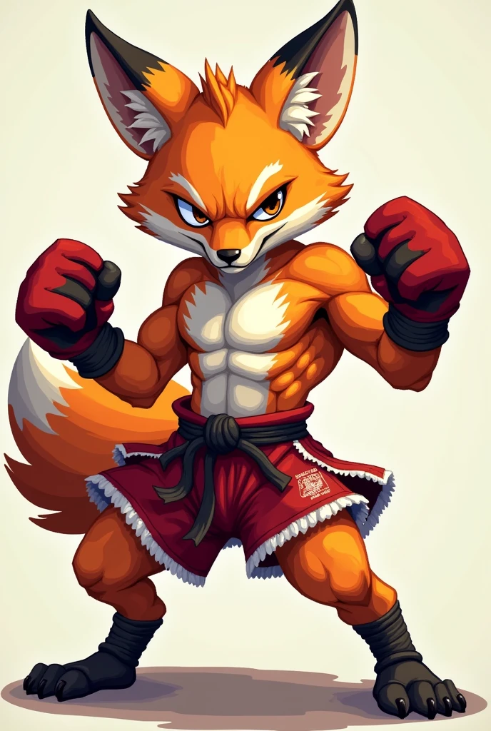 A 2d pixel Muay Thai fox