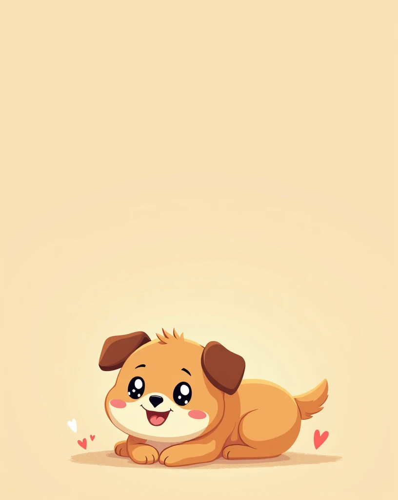(The majority of the background is a single color.),Below is a simple drawing of a cute dog character.