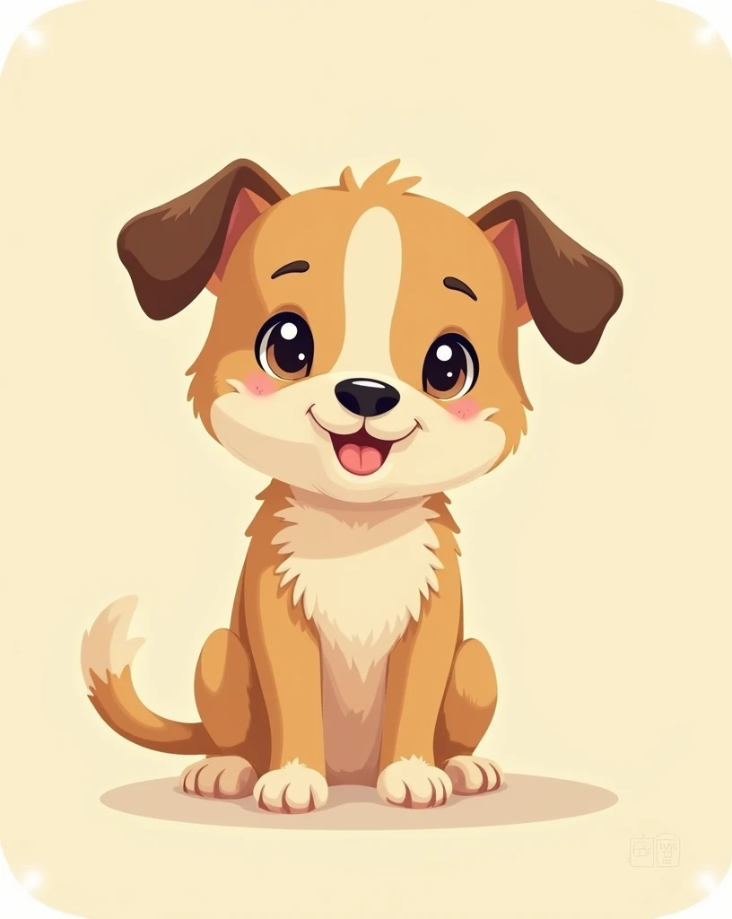 (The majority of the background is a single color.),Below is a simple drawing of a cute dog character.