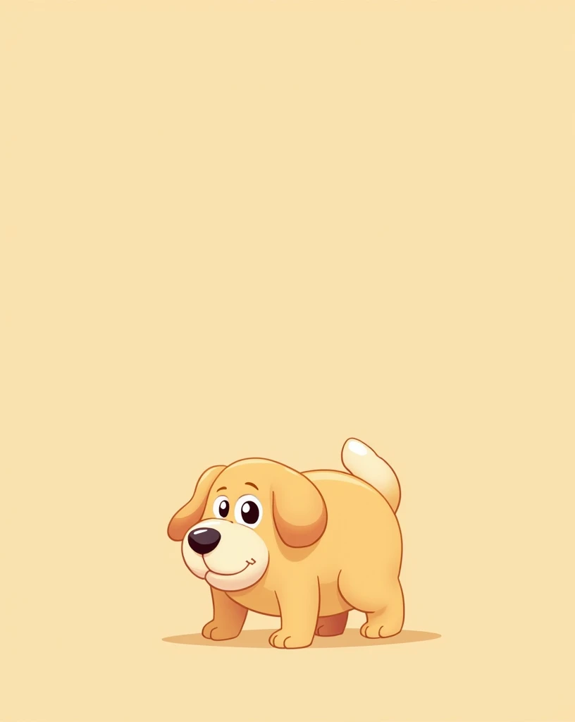 （The majority of the background is a single color.），Below is a simple drawing of a cute dog character.