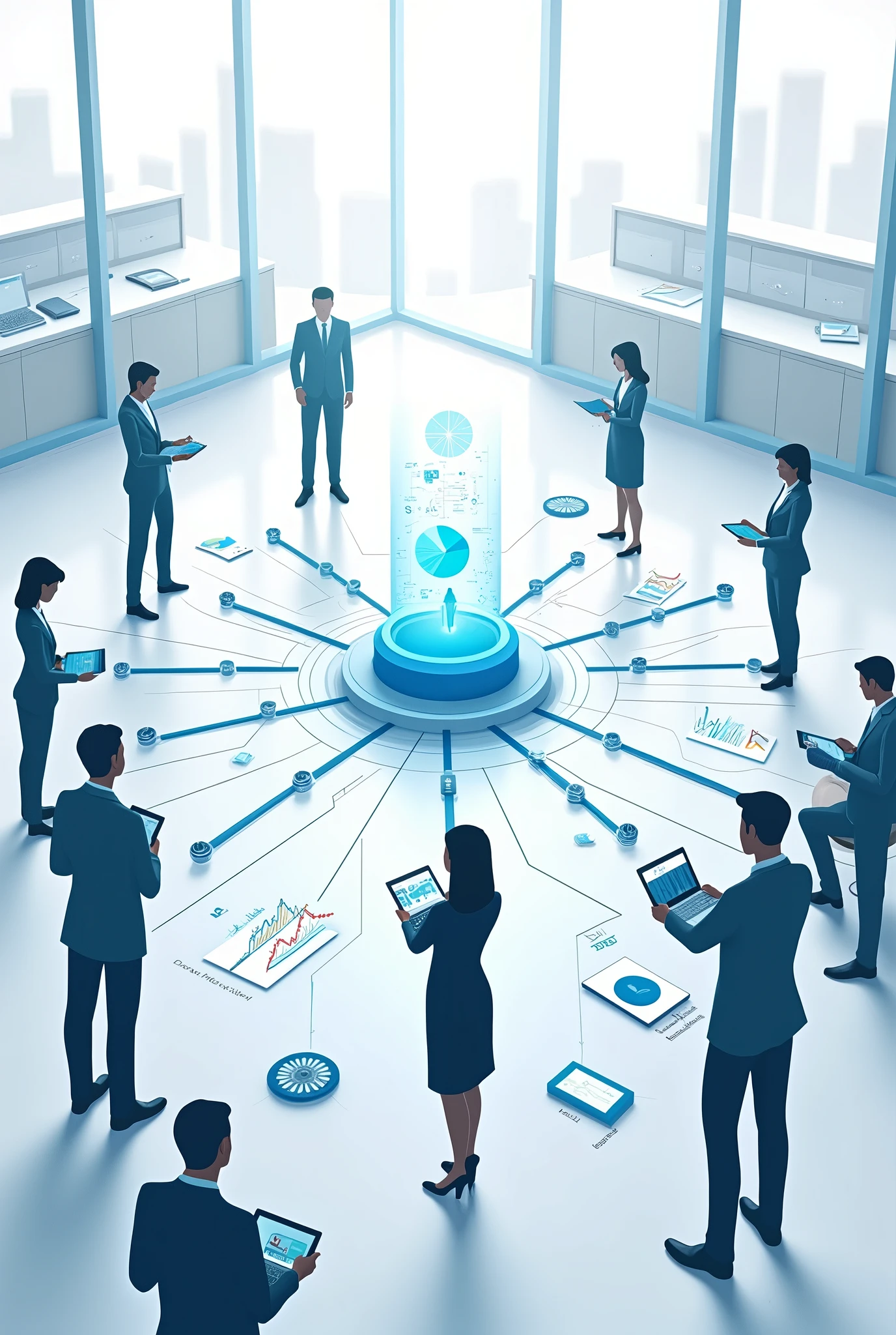 Create background for infographic about network communication in companies