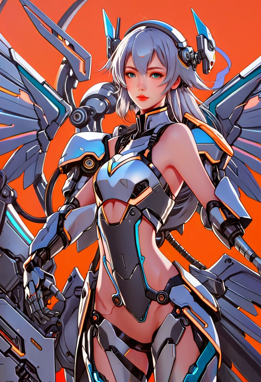 a close up of a woman in a futuristic suit with wings, mechanized valkyrie girl, girl in mecha cyber armor, anime mecha aesthetic, armor girl, cyberpunk anime girl mech, anime manga robot!! anime girl, perfect anime cyborg woman, rossdraws 2. 0, anime robotic mixed with organic, rossdraws 1. 0, digital cyberpunk anime art